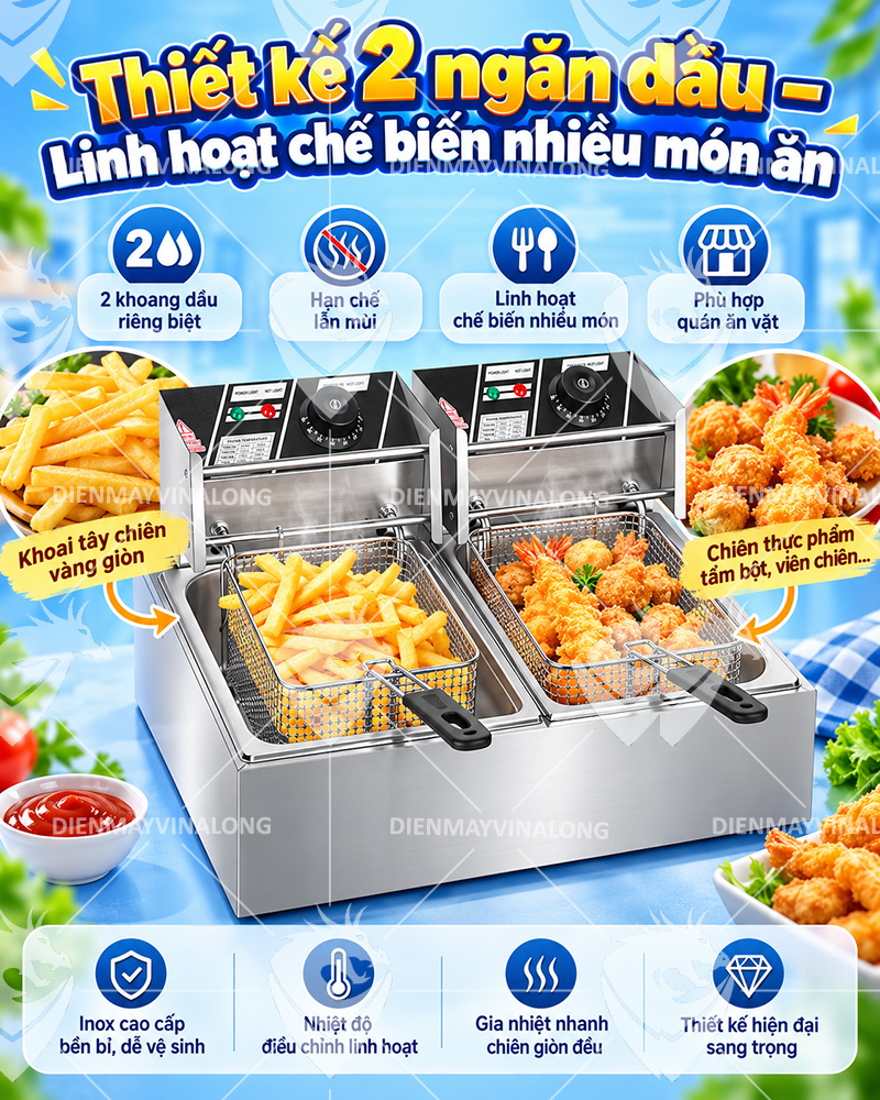 Bếp Chiên Nhúng Điện 2 Ngăn ZZJ-82