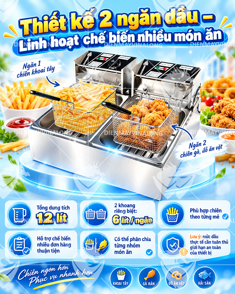 Bếp Chiên Nhúng Điện 2 Ngăn ZZJ-82