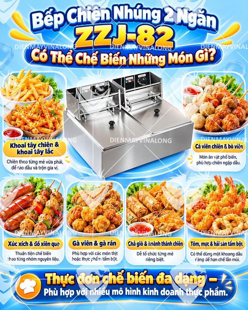 Bếp Chiên Nhúng Điện 2 Ngăn ZZJ-82