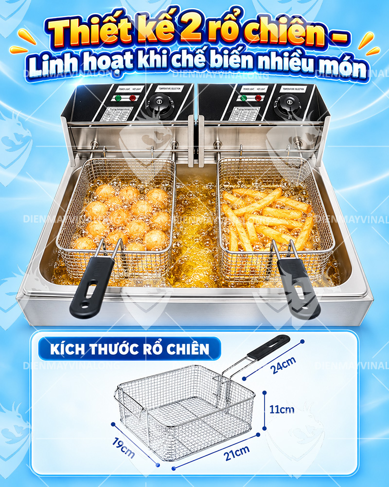 Bếp Chiên Nhúng Đơn 12L 2 Rổ 