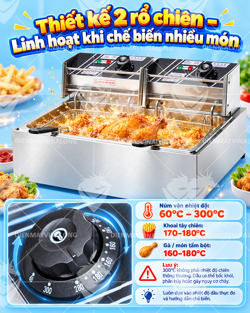 Bếp Chiên Nhúng Đơn 12L 2 Rổ