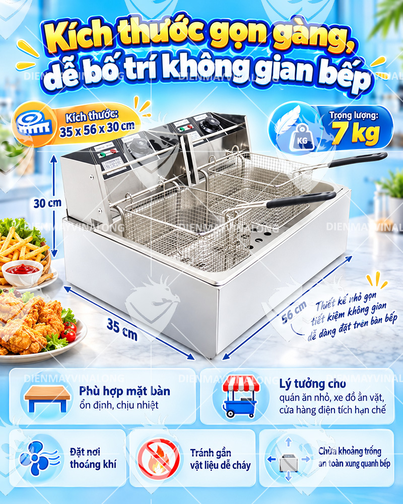 Bếp Chiên Nhúng Đơn 12L 2 Rổ