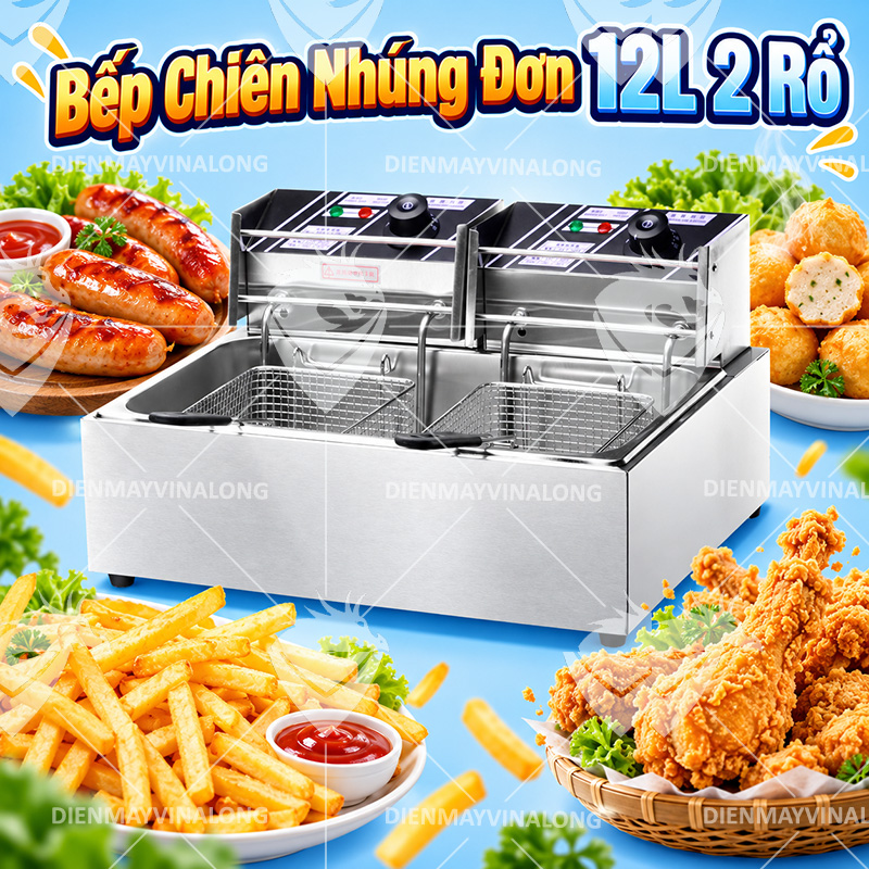 Bếp Chiên Nhúng Đơn 12L 2 Rổ 