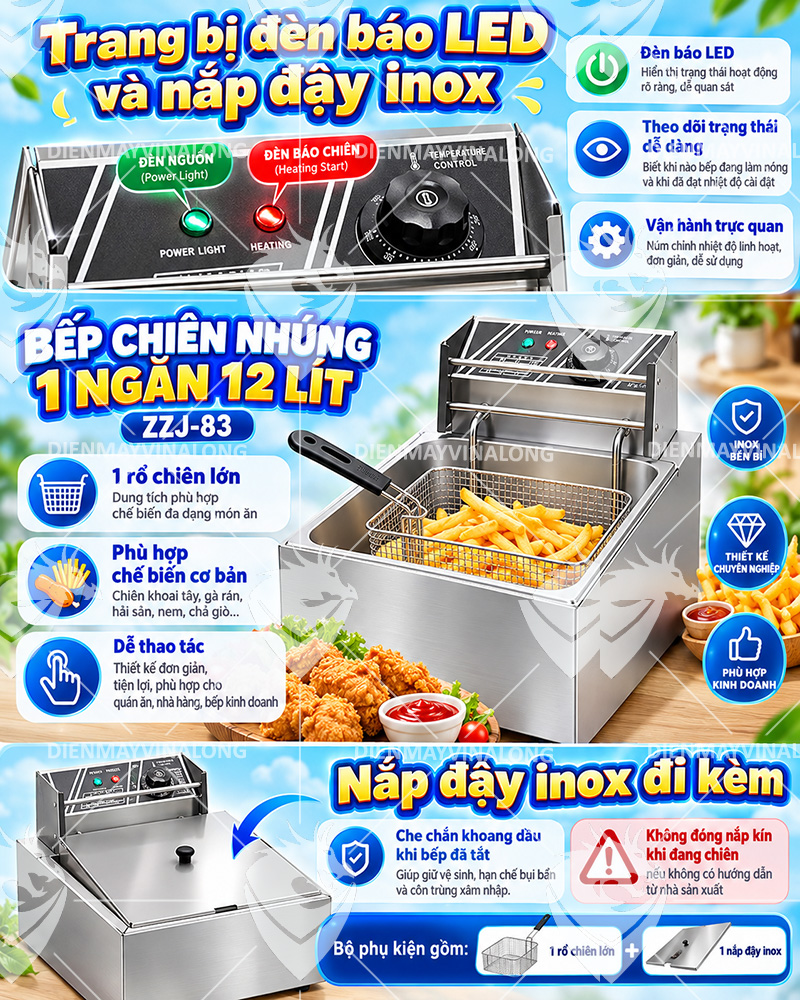 Bếp Chiên Nhúng 1 Ngăn 12 Lít ZZJ-83