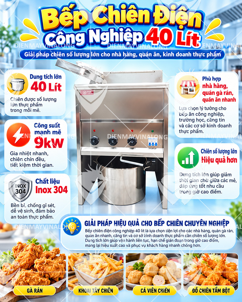 Bếp Chiên Điện Công Nghiệp 40 Lít