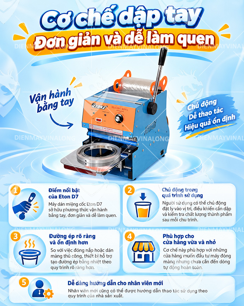 MÁY DÁN MIỆNG CỐC DẬP TAY ETON D7