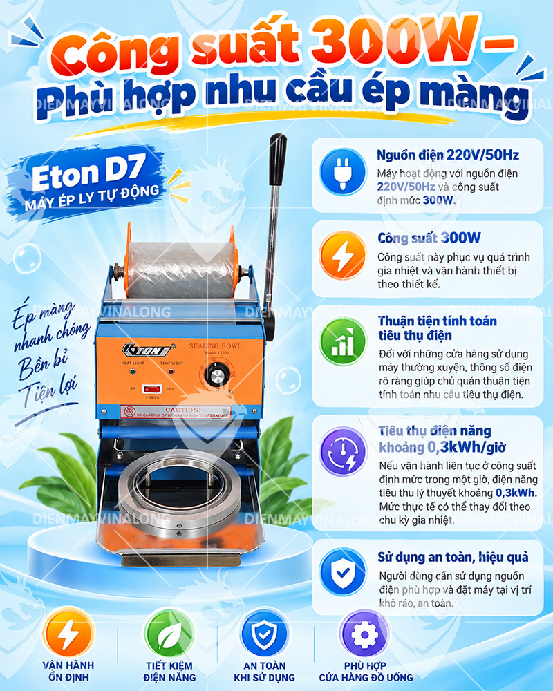 MÁY DÁN MIỆNG CỐC DẬP TAY ETON D7