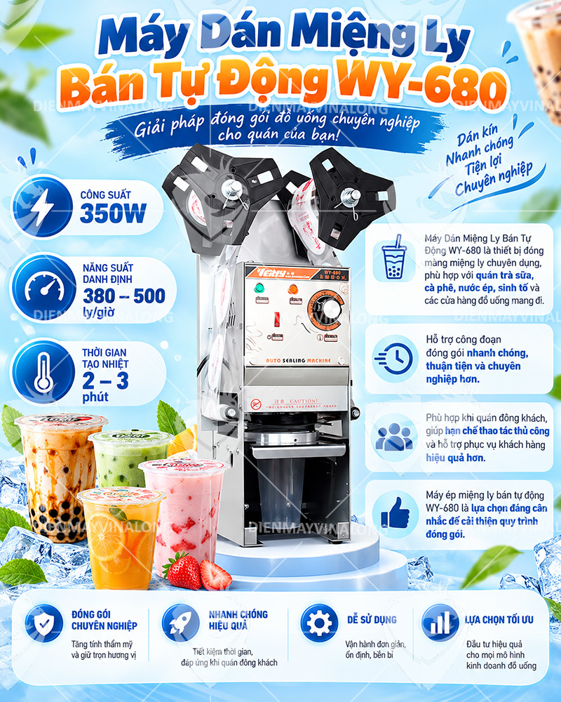 Máy Dán Miệng Ly Bán Tự Động WY-680