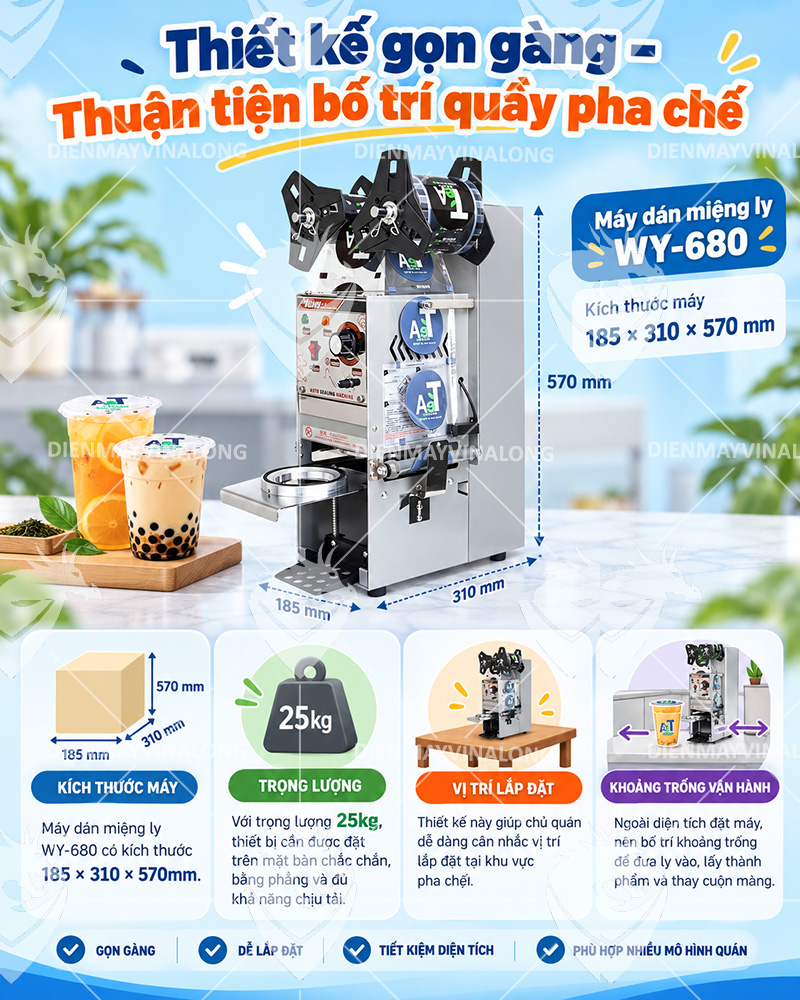 Máy Dán Miệng Ly Bán Tự Động WY-680