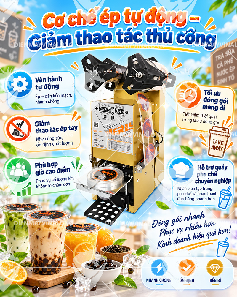 Máy Dán Miệng Ly Tự Động Hoàn Toàn WY-890