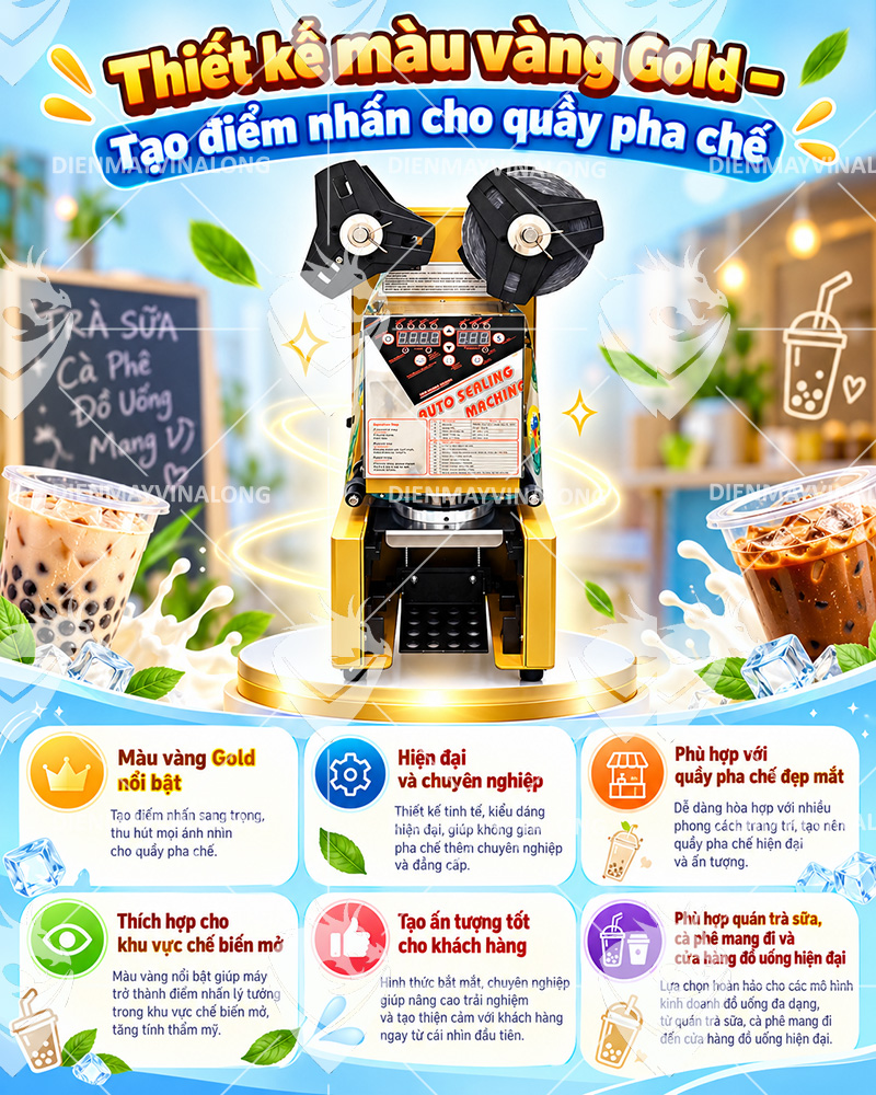 Máy Dán Miệng Ly Tự Động Hoàn Toàn WY-890