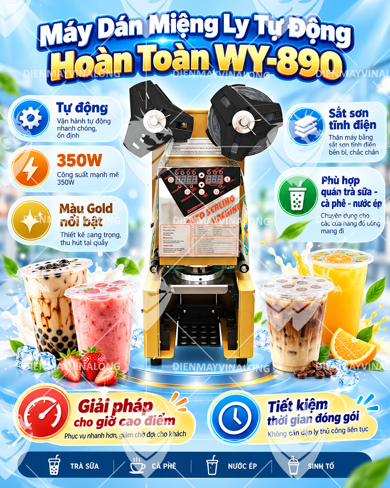 Máy Dán Miệng Ly Tự Động Hoàn Toàn WY-890