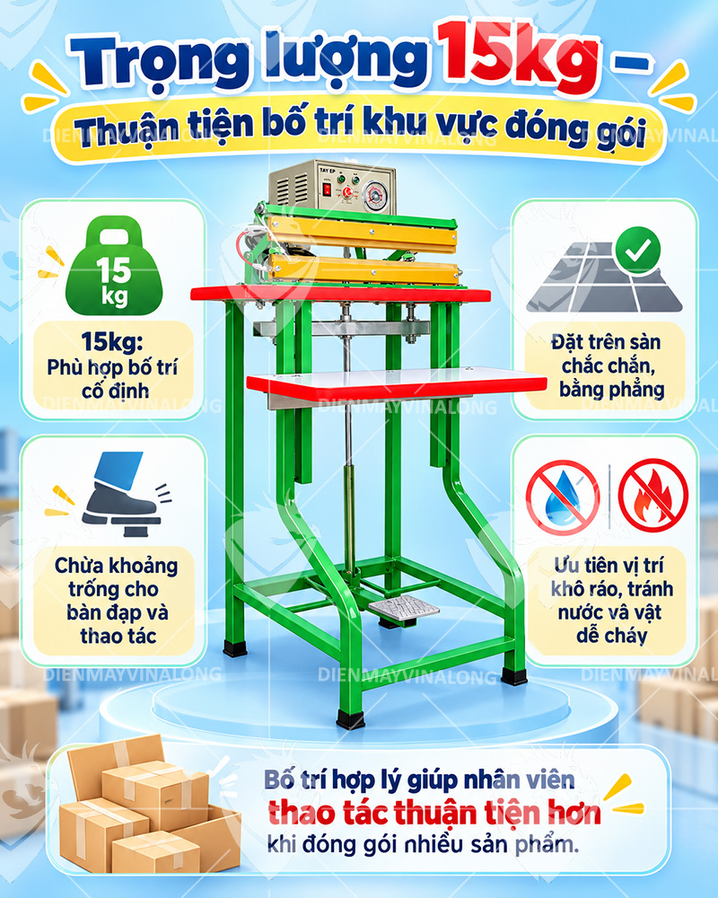 Máy hàn miệng túi bàn gỗ đạp chân