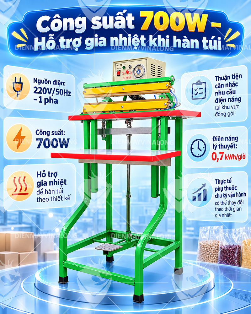 Máy hàn miệng túi bàn gỗ đạp chân