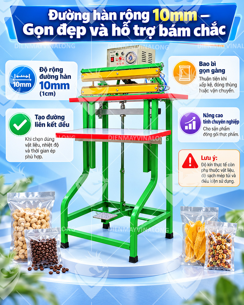 Máy hàn miệng túi bàn gỗ đạp chân