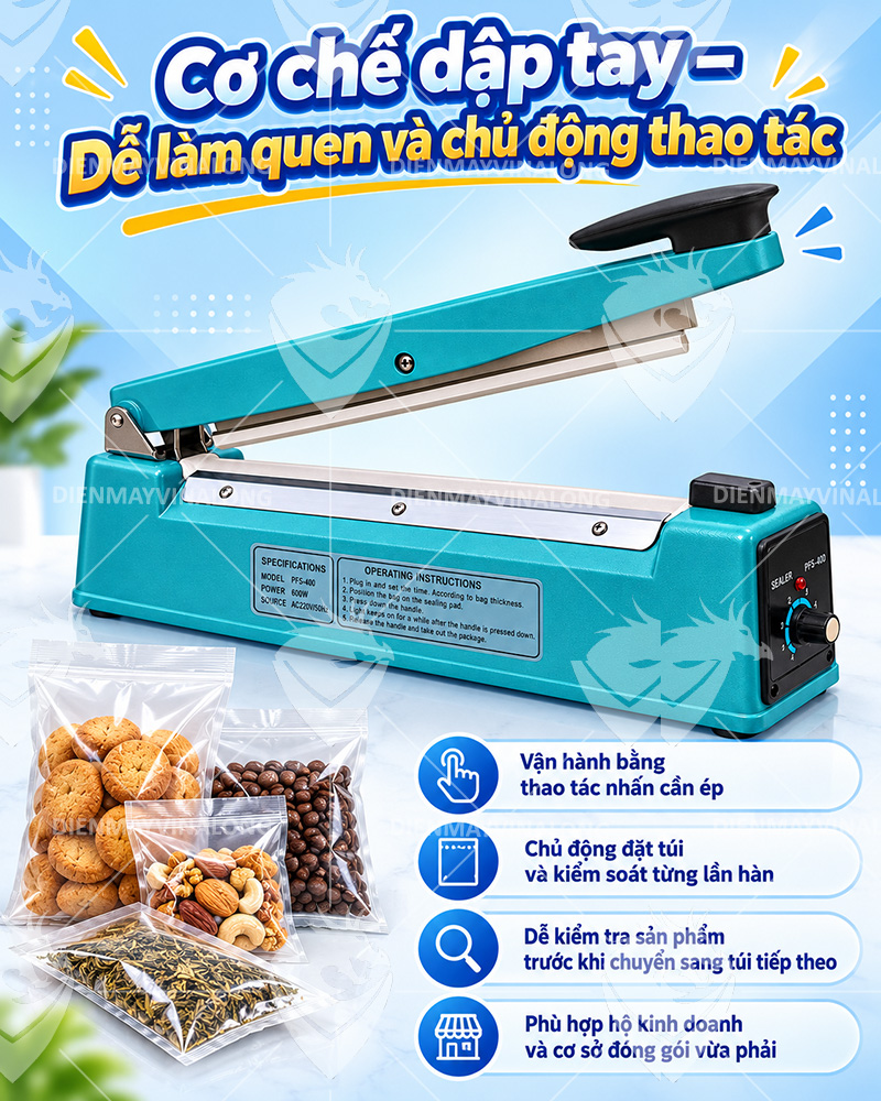 Máy Hàn Miệng Túi Dập Tay SF-400