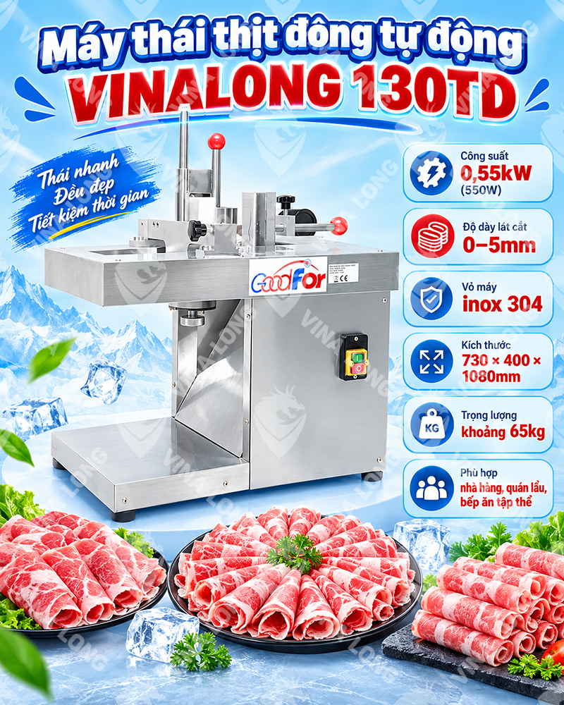 Máy thái thịt đông tự động VINALONG 130TD