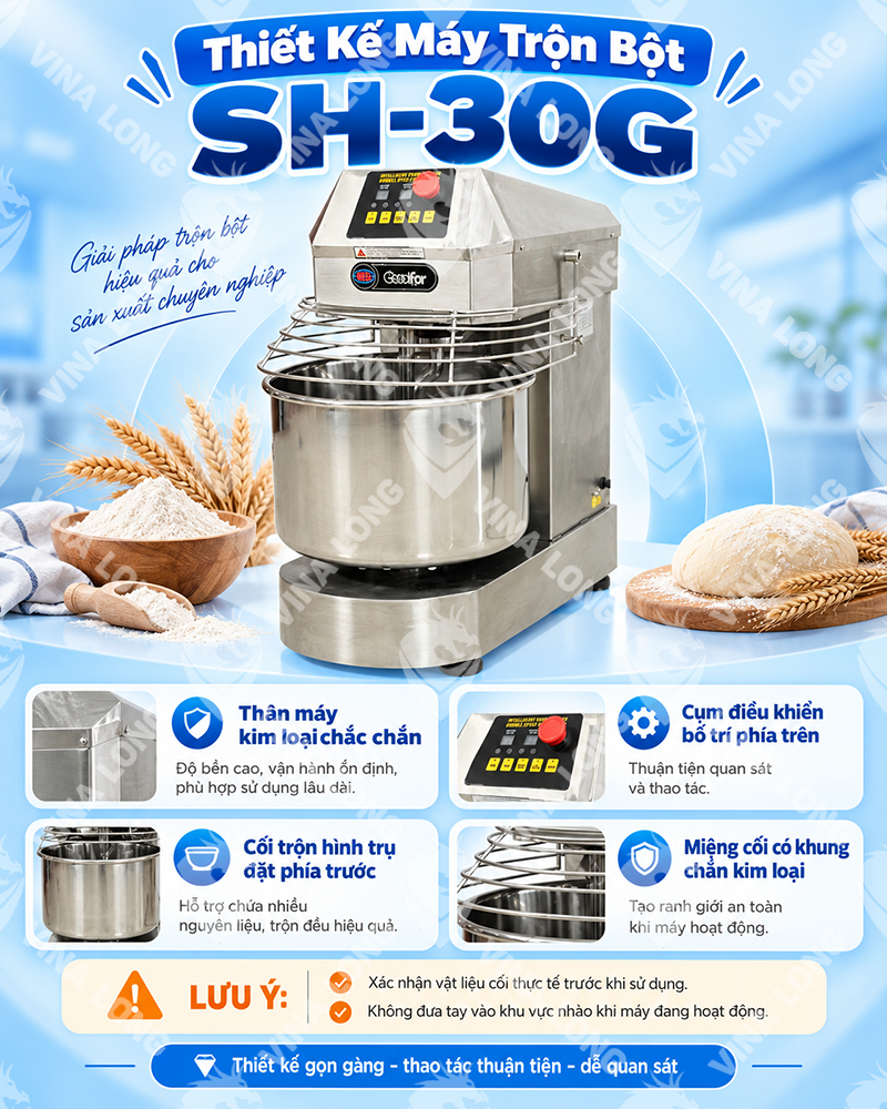 Máy trộn bột nồi xoay SH-30G