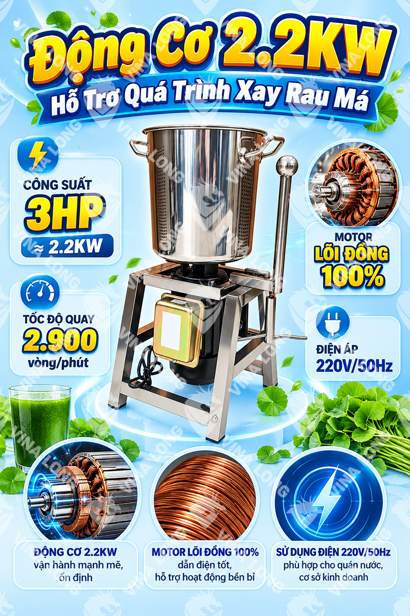Máy Xay Rau Má Đa Năng 4KG Công Suất 2.2KW