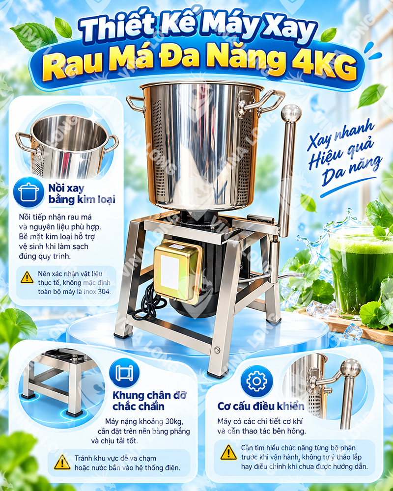 Máy Xay Rau Má Đa Năng 4KG Công Suất 2.2KW