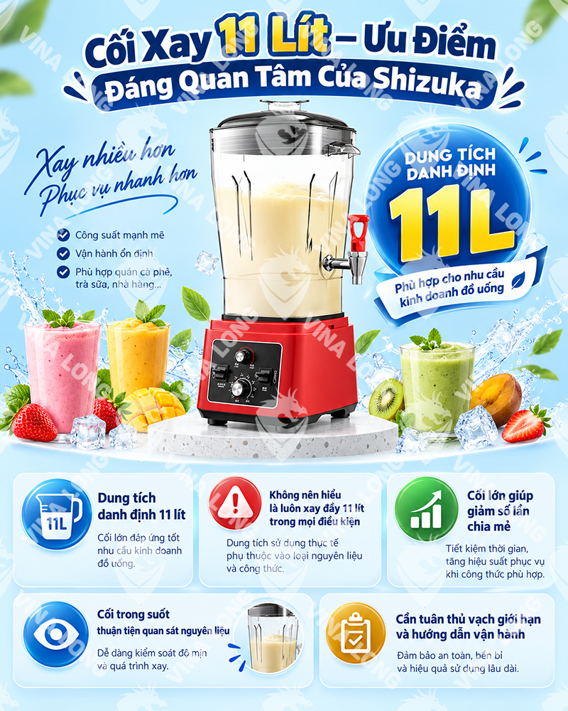 Máy Xay Sinh Tố Công Nghiệp Shizuka 11 lít