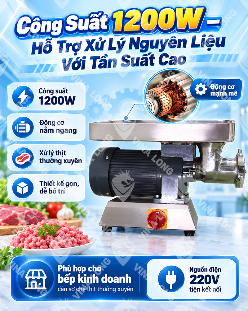 Máy xay thịt công nghiệp Vina-12S