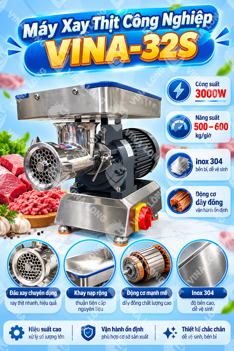 MÁY XAY THỊT CÔNG NGHIỆP VINA-32S