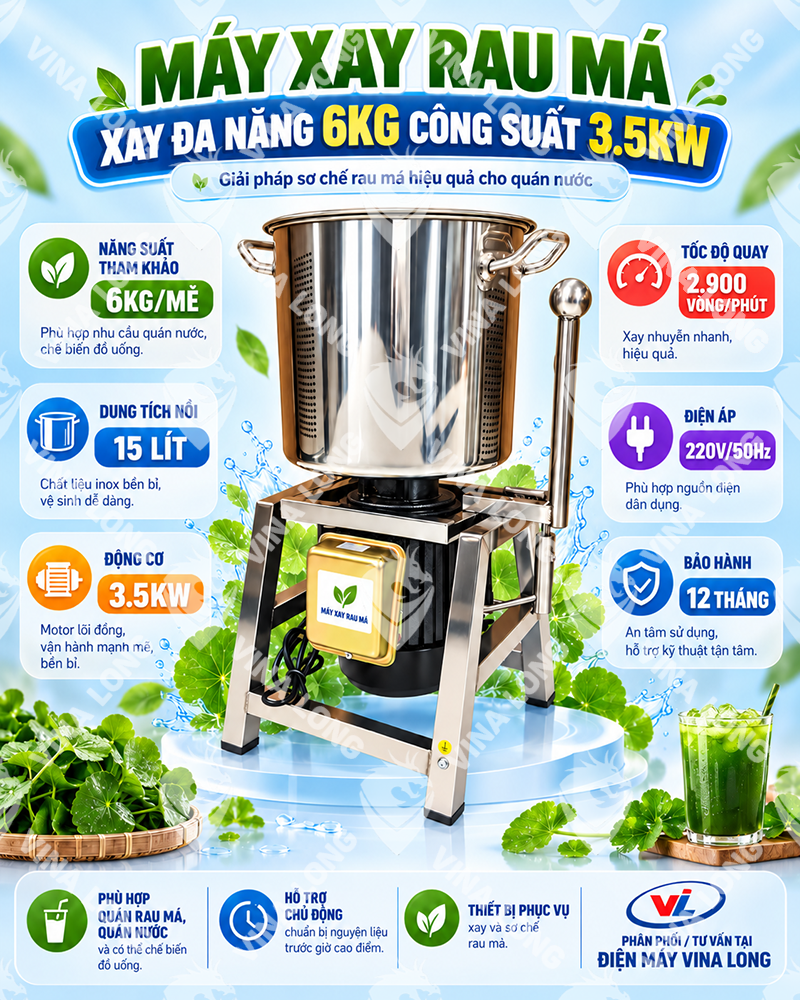 MÁY XAY RAU MÁ XAY ĐA NĂNG 6KG CÔNG SUẤT 3.5KW