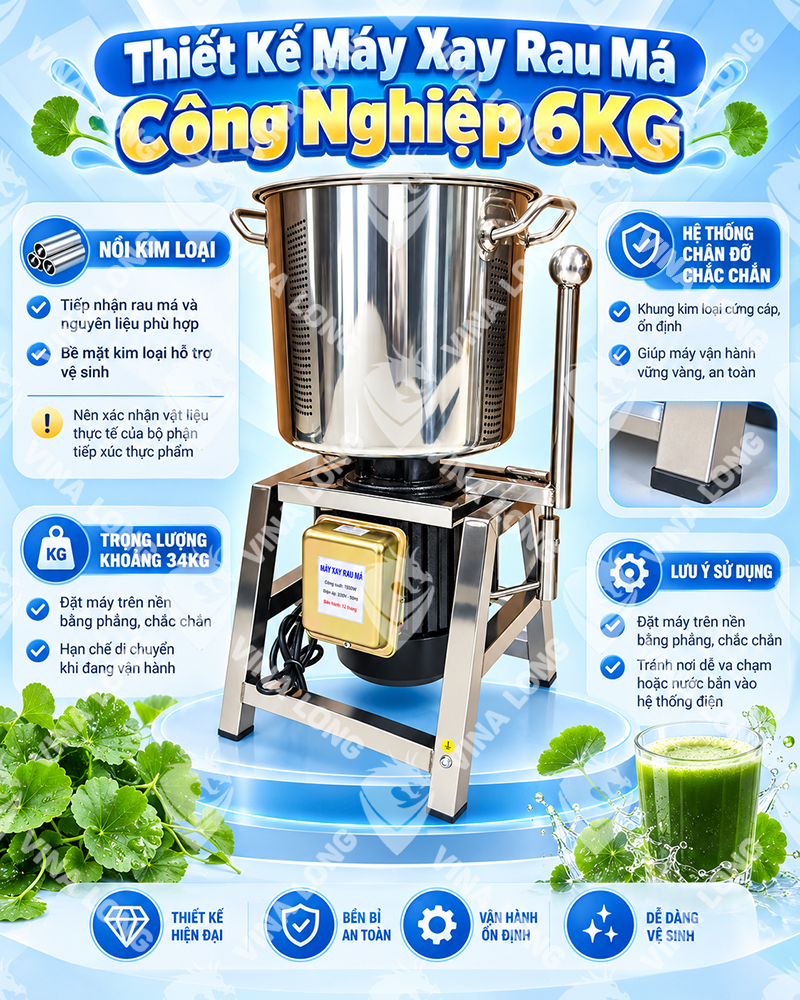MÁY XAY RAU MÁ XAY ĐA NĂNG 6KG CÔNG SUẤT 3.5KW