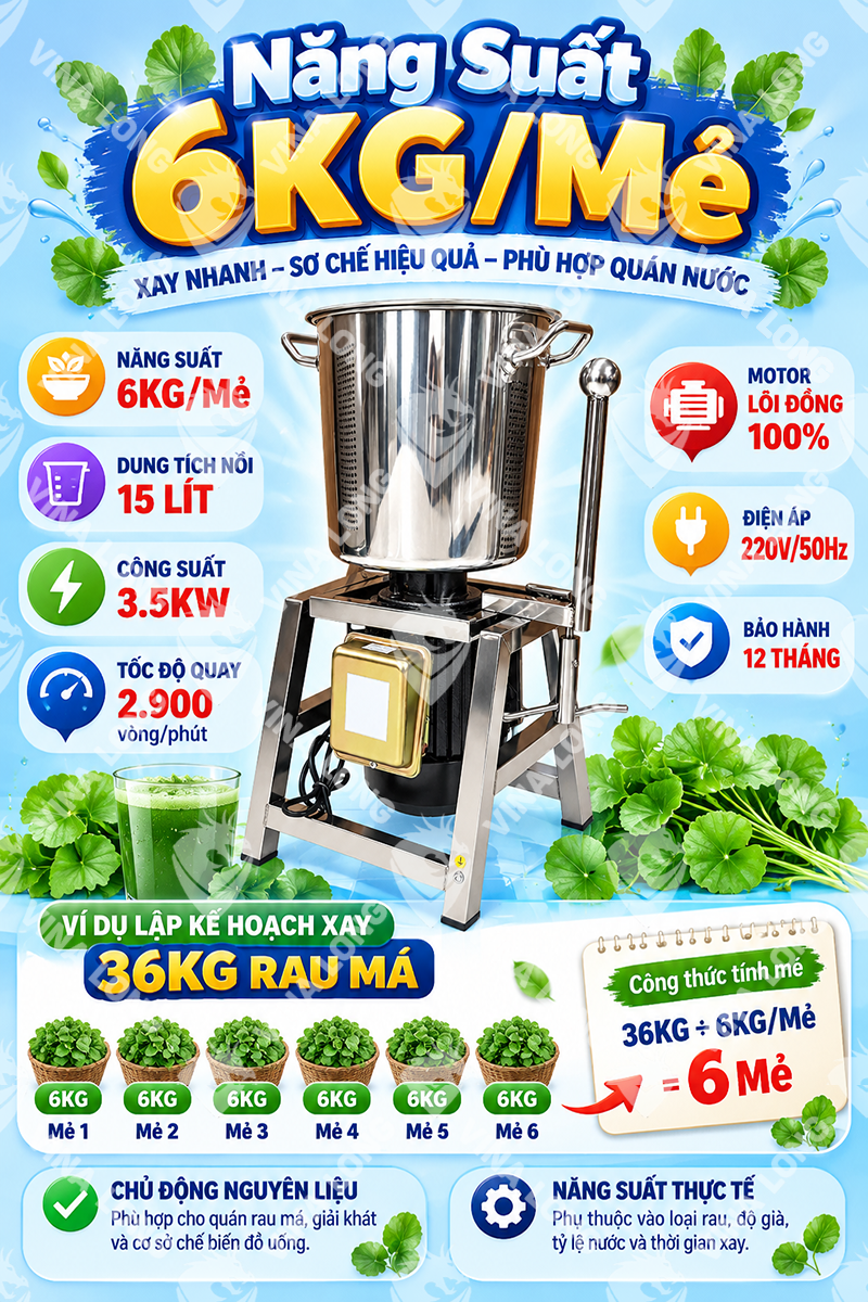 MÁY XAY RAU MÁ XAY ĐA NĂNG 6KG CÔNG SUẤT 3.5KW